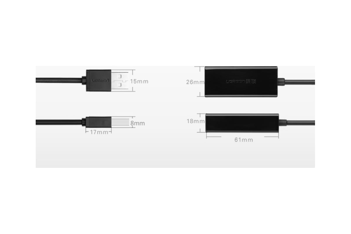 Сетевой адаптер Ugreen USB 2.0, 10/100 Мбит/с, цвет черный 20254 - выгодная  цена, отзывы, характеристики, фото - купить в Москве и РФ