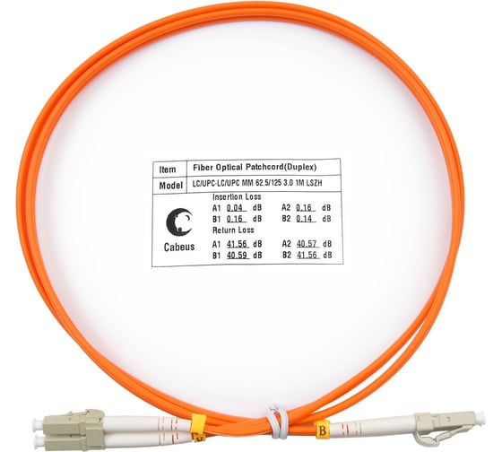 Оптический шнур Cabeus duplex lc-lc 62,5/125 mm 15м lszh FOP-62-LC-LC-15m 1