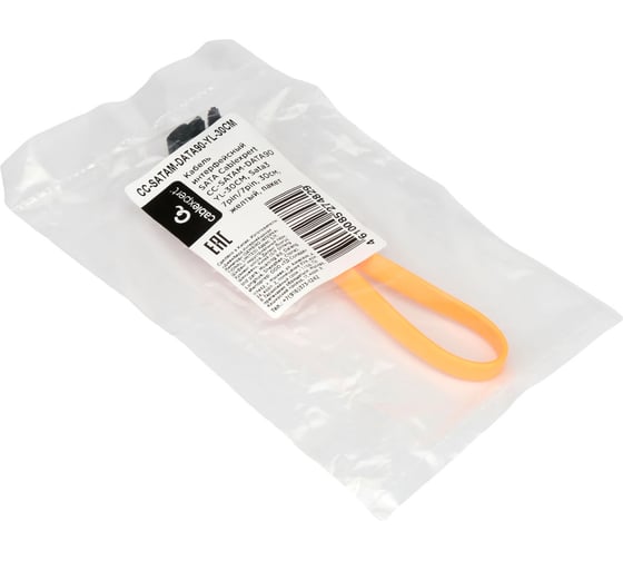Интерфейсный кабель Cablexpert sata, sata3 7pin/7pin, 30см,мет.защелка,желтый,пакет, CC-SATAM-DATA90-YL-30CM