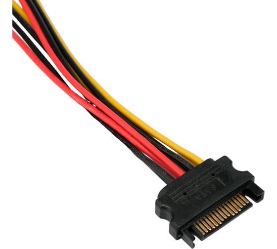 Кабель питания Cablexpert sata, sata 15pin/2x molex 4pin, медный проводник, 20см, пакет, CC-SATA-2MOLEX-20CM
