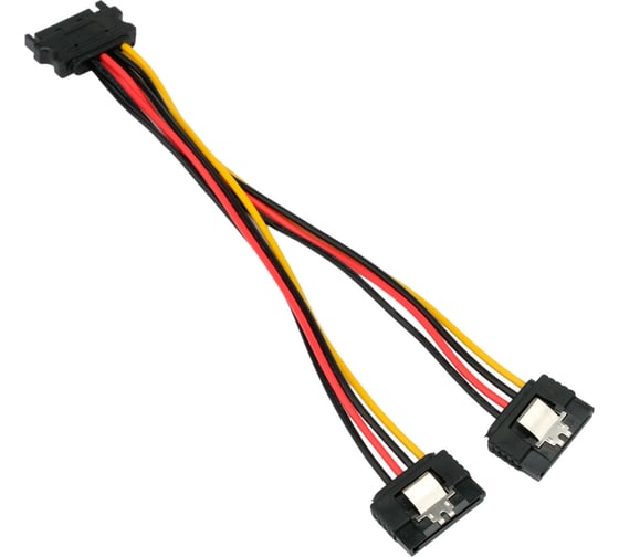 Кабель питания Cablexpert sata, 15pin(m)/2x15pin(f), медь, метал.скобы, 20см, пакет, CC-SATAM2F-20CM
