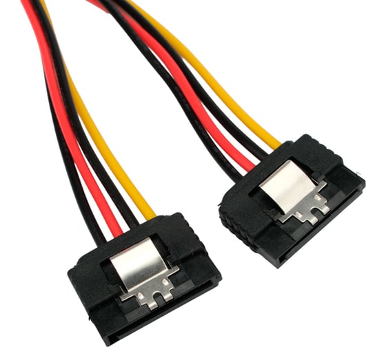 Кабель питания Cablexpert sata, 15pin(m)/2x15pin(f), медь, метал.скобы, 20см, пакет, CC-SATAM2F-20CM