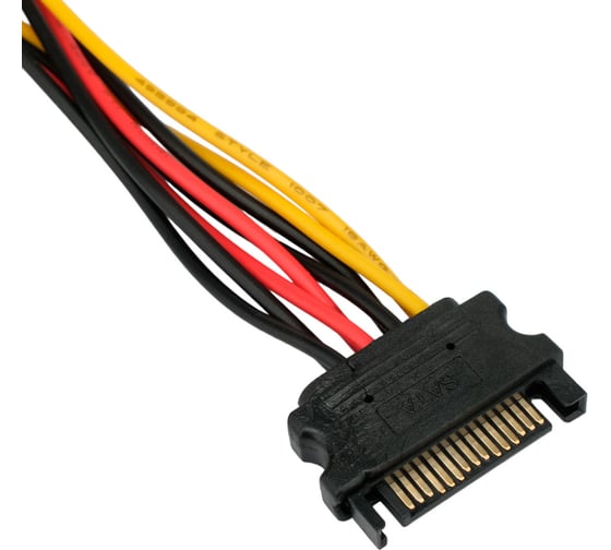 Кабель питания Cablexpert sata, 15pin(m)/2x15pin(f), медь, метал.скобы, 20см, пакет, CC-SATAM2F-20CM