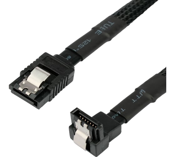 Интерфейсный кабель Cablexpert sata, sata3 7pin/7pin, 30см, нейлоновая оплетка,черн,пакет, CC-SATAM-DATA90-BLBR-30CM