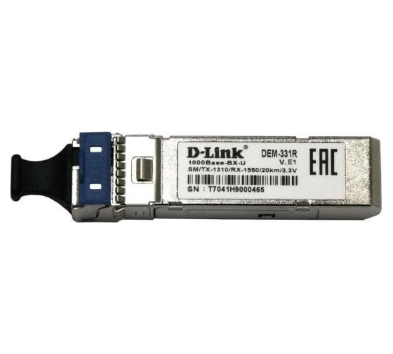 SFP-трансивер d-link Wdm с 1 портом 1000base-bx-u, tx:1310 нм, rx:1550 нм, для одномодового оптического кабеля до 40 км 331R/40KM/B1A