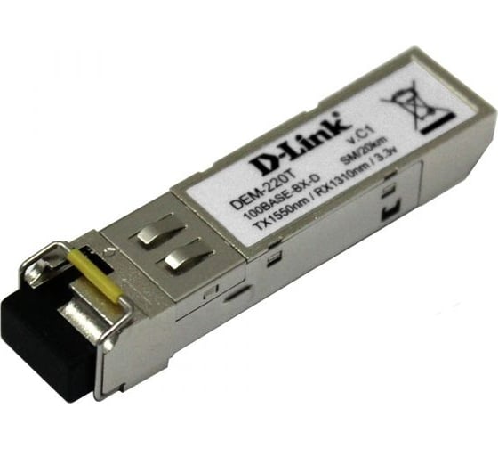 SFP-трансивер d-link Wdm с 1 портом 100base-bx-d, tx:1550 нм, rx:1310 нм, для одномодового оптического кабеля до 20 км 220T/20KM/A1A 1