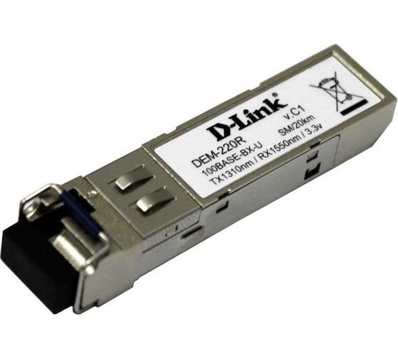 SFP-трансивер d-link Wdm с 1 портом 100base-bx-u, tx:1310 нм, rx:1550 нм, для одномодового оптического кабеля до 20 км 220R/20KM/A1A