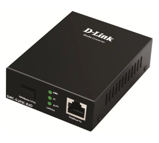 Медиаконвертер d-link Wdm с 1 портом 100/1000base-t и 1 портом 1000base-lx, с разъемом sc, 1550 мкм; rx: 1310 мкм DMC-G20SC-BXD/A1A 1
