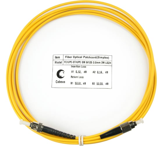 Оптический шнур Cabeus simplex fc-st 9/125 sm 5м lszh FOP(s)-9-FC-ST-5m 1