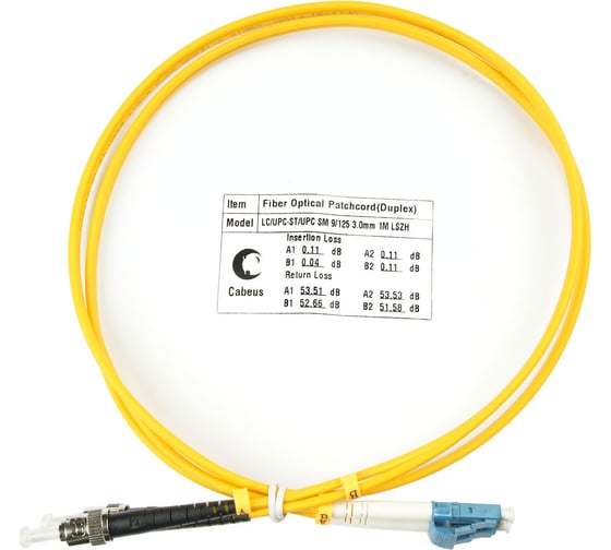 Оптический шнур Cabeus duplex lc-st 9/125 sm 5м lszh FOP(d)-9-LC-ST-5m 1
