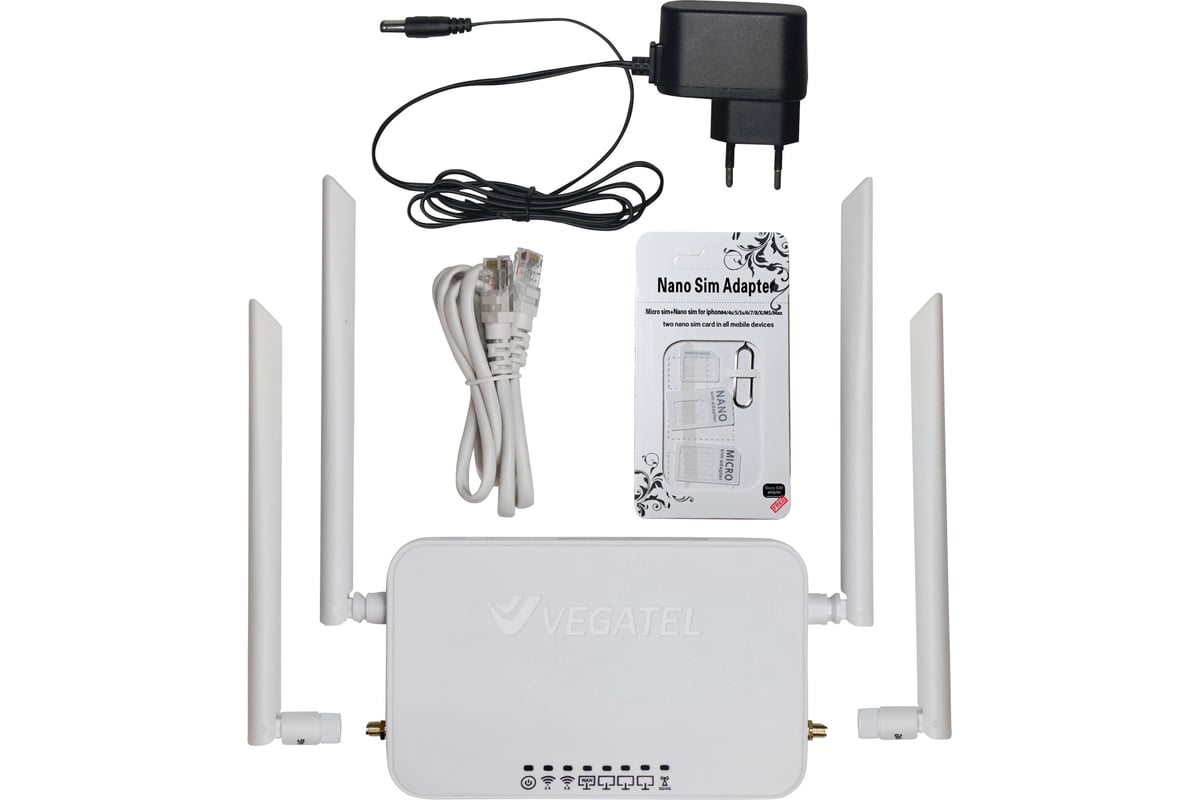 4g роутер Vegatel vr6 wi-fi-2,4/5 (sma) с комплектом сим-карт R92186 -  выгодная цена, отзывы, характеристики, 1 видео, фото - купить в Москве и РФ