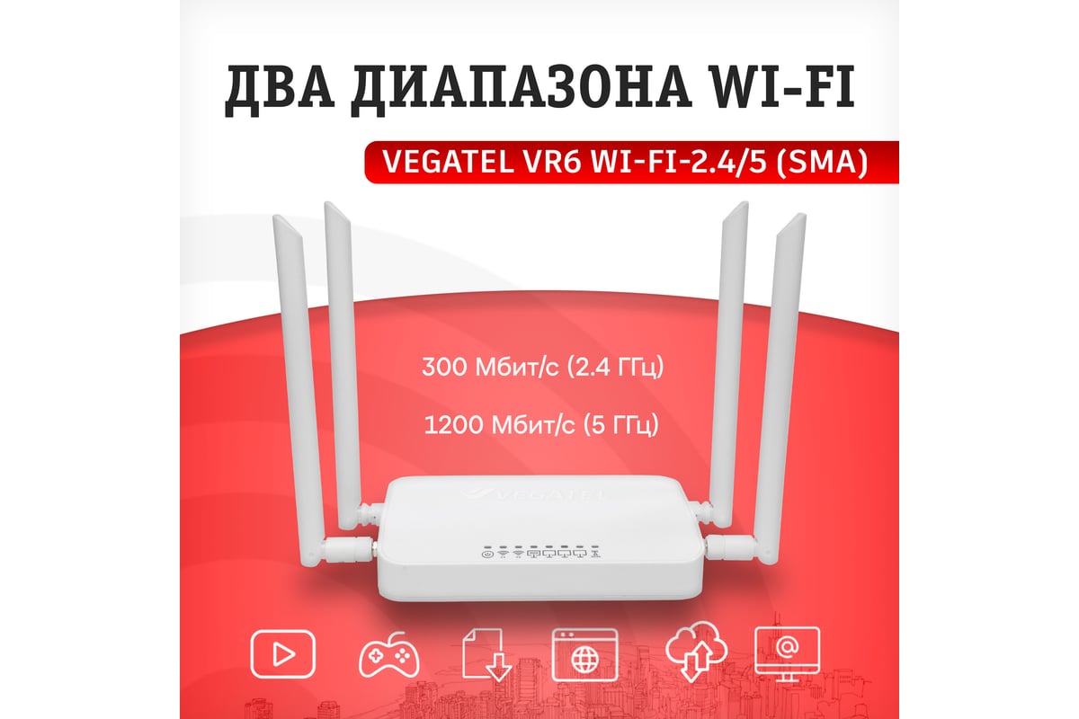 4g роутер Vegatel vr6 wi-fi-2,4/5 (sma) с комплектом сим-карт R92186 -  выгодная цена, отзывы, характеристики, 1 видео, фото - купить в Москве и РФ