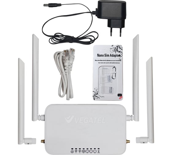 4g роутер Vegatel vr6 wi-fi-2,4/5 (sma) с комплектом сим-карт R92186