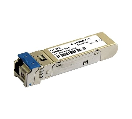 Промышленный wdm sfp-трансивер d-link с 1 портом 1000base-bx-u tx:1310 нм, rx:1550 нм, для одномодового оптического кабеля до 30 км S330R/30KM/A1A 1