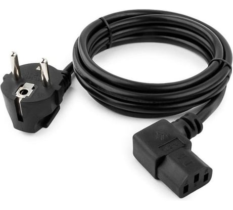 Кабель питания Ripo 1.8м, schuko-г-образный штекер c 13 (3-0.75 mm2) 10a, черный, угловая вилка, с заземлением 003-910016