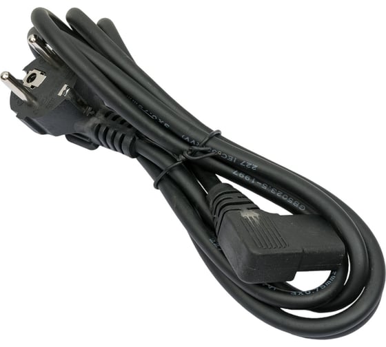 Кабель питания Ripo 1.8м, schuko-г-образный штекер c 13 (3-0.75 mm2) 10a, черный, угловая вилка, с заземлением 003-910016