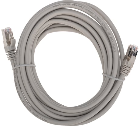 Патч-корд S/FTP REXANT CAT 6A (10G), RJ45-RJ45, 28AWG, LSZH, серый, 5м 02-0390-5