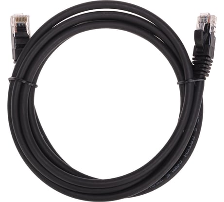 Патч-корд U/UTP REXANT CAT 6, RJ45-RJ45, 26AWG, LSZH, черный, 2м 02-0292-2