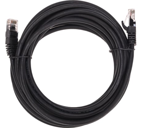 Патч-корд U/UTP REXANT CAT 6, RJ45-RJ45, 26AWG, LSZH, черный, 5м 02-0292-5