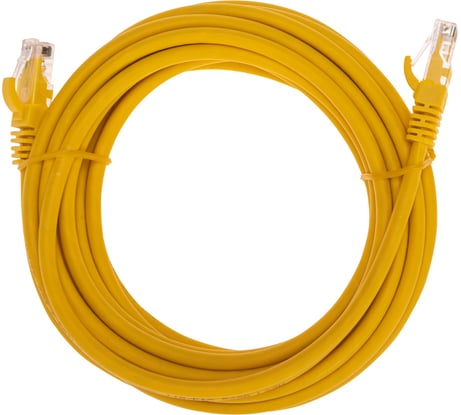 Патч-корд REXANT u/utp cat 6, rj45-rj45, 26awg, lszh, желтый, 5м 02-0295-5