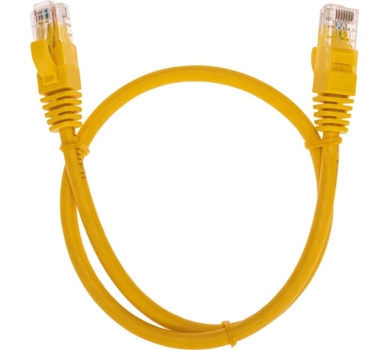 Патч-корд REXANT u/utp cat 6, rj45-rj45, 26awg, lszh, желтый, 0.5м 02-0295-05