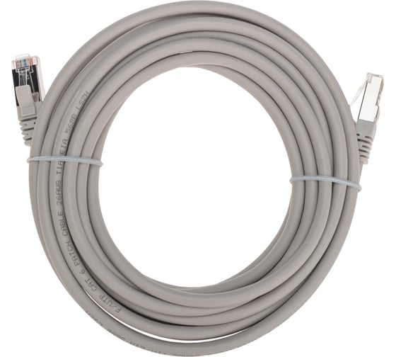 Патч-корд REXANT f/utp cat 6, rj45-rj45, 26awg, lszh, серый, 5м 02-0210-5