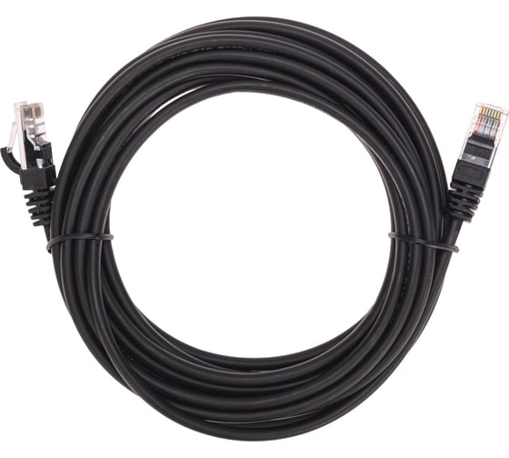 Патч-корд REXANT u/utp, cat 5e, rj45-rj45, 26awg, lszh, черный, 5м 02-0102-5