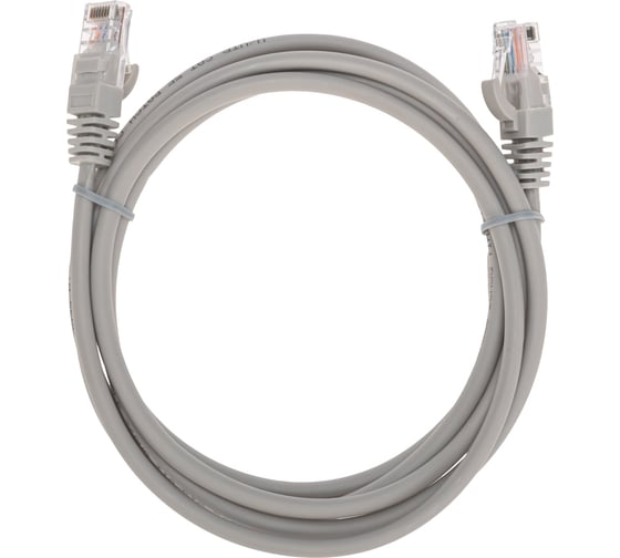Патч-корд REXANT u/utp, cat 5e, rj45-rj45, 26awg, lszh, серый, 2м 02-0100-2