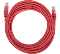 Патч-корд REXANT u/utp, cat 5e, rj45-rj45, 26awg, lszh, красный, 5м 02-0103-5