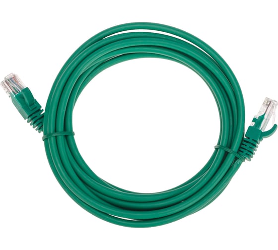 Патч-корд REXANT u/utp, cat 5e, rj45-rj45, 26awg, lszh, зеленый, 3м 02-0106-3