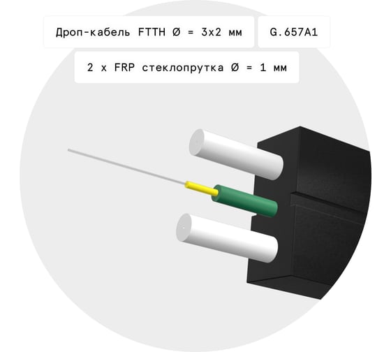 Оптический патч-корд KSC LIGHT PON SC/APC-SC/APC SM G.657A1 (9/125), FTTH drop, 32 мм LSZH - 100 м SC-SC-FRP-G657-1F-100
