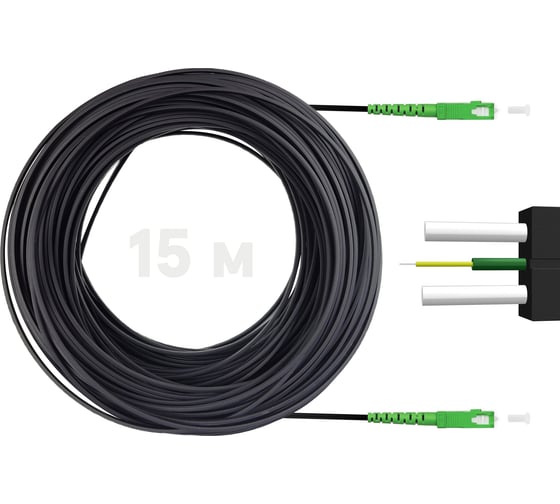 Оптический патч-корд KSC LIGHT PON SC/APC-SC/APC SM G.657A1 (9/125), FTTH drop, 32 мм LSZH - 15 м SC-SC-FRP-G657-1F-15