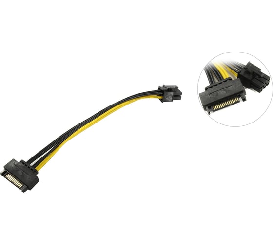 Переходник питания для видеокарт Pro Legend 1SATA M to 6pin, 20 см PL1459 1