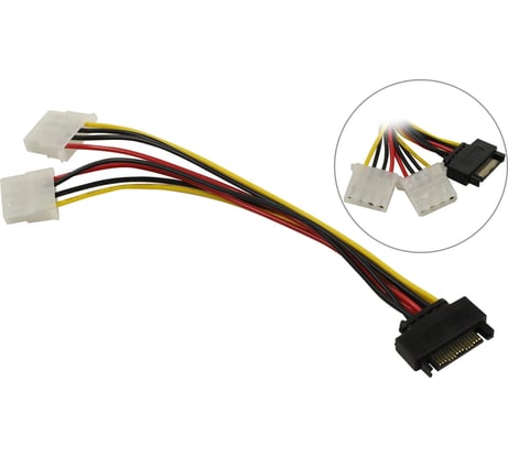 Переходник питания Pro Legend 1 SATA-M - 2 (big-F) Molex, 20см PL1456