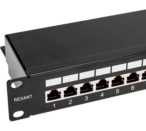 Коммутационная панель REXANT 19", 1U, 24 порта, F/UTP, RJ-45, CAT5e, PRO 02-0041