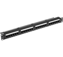 Коммутационная панель с кабельным органайзером REXANT 19", 1U, 24 порта, UTP, RJ-45, CAT 5e, PRO 02-0031