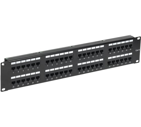 Коммутационная панель с кабельными органайзерами 19" REXANT 2u, 48 портов, utp, rj-45, cat 6 pro 02-0232