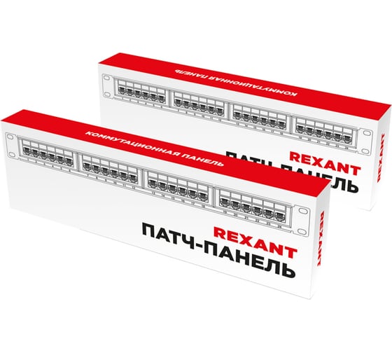 Коммутационная панель с кабельными органайзерами 19" REXANT 2u, 48 портов, utp, rj-45, cat 6 pro 02-0232