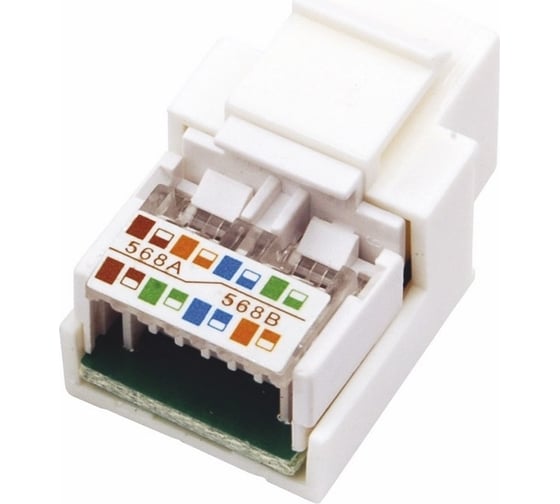 Модуль keystone REXANT jack rj-45(8p8c), utp, cat 5e, тип 180 градусов, белый 03-1011