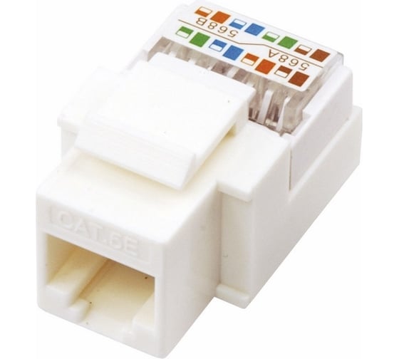 Модуль keystone REXANT jack rj-45(8p8c), utp, cat 5e, тип 180 градусов, белый 03-1011