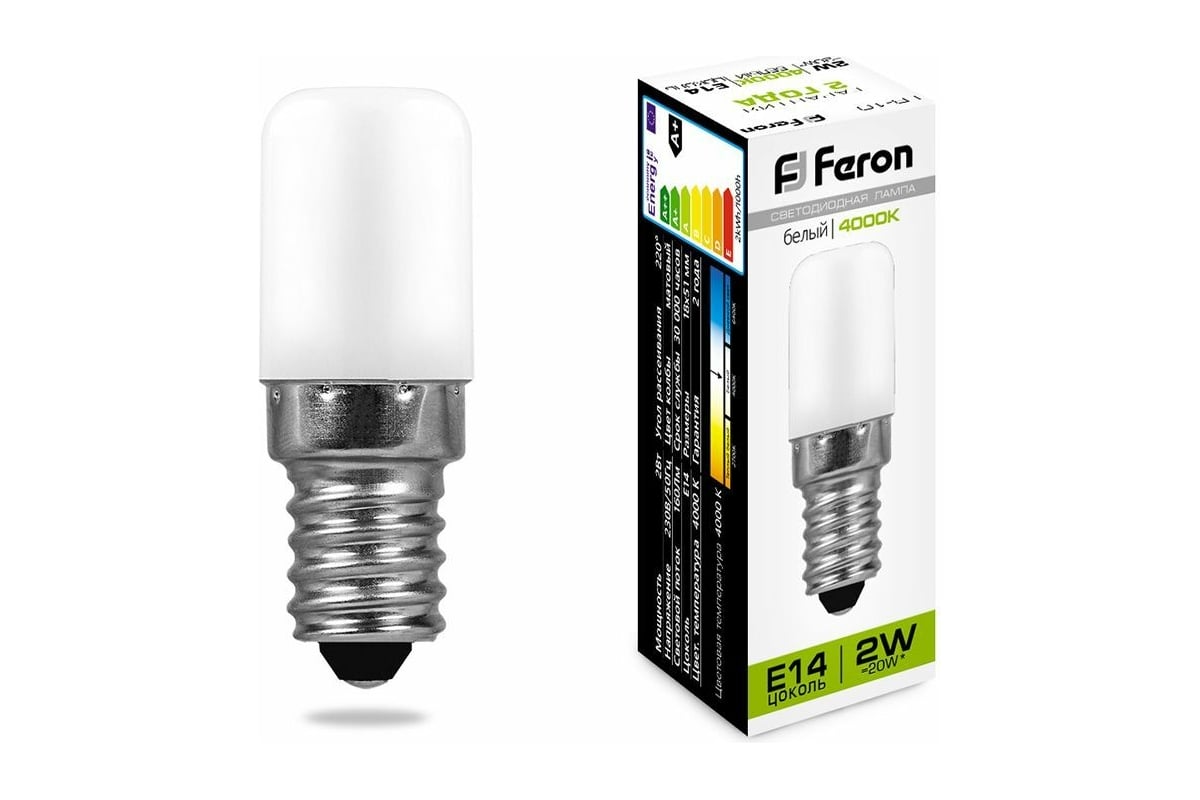 Светодиодная лампа для холодильников FERON 2W 230V E14 4000K, LB-10 25897 -  выгодная цена, отзывы, характеристики, фото - купить в Москве и РФ