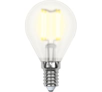 Светодиодная лампа Uniel LED-G45-7,5W/WW/E14/CL GLA01TR. Форма шар, прозрачная. UL-00003250 15932241