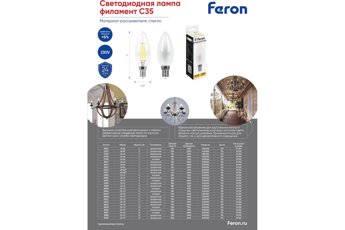 Светодиодная лампа FERON 11W 230V E14 4000K матовая, LB-713 38007 -  выгодная цена, отзывы, характеристики, 2 видео, фото - купить в Москве и РФ