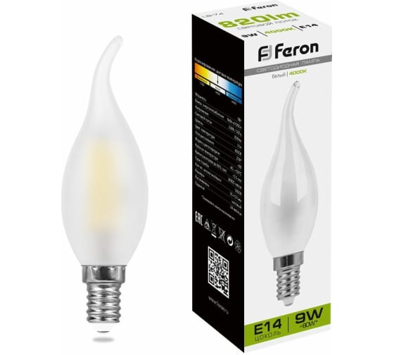 Светодиодная лампа FERON 9W 230V E14 4000K матовая, LB-74 25961 1