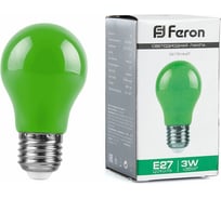 Светодиодная лампа FERON 3W 230V E27 зеленый, LB-375 25922 16041249