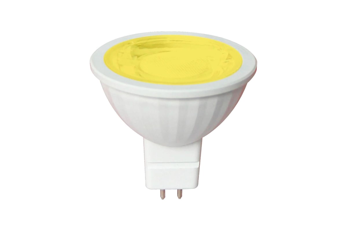 Светодиодная лампа Ecola Mr16 led color 9,0w, 220v, gu5.3, yellow, желтый,  насыщенный цвет, прозрачная, 47x50 M2CY90ELT - выгодная цена, отзывы,  характеристики, фото - купить в Москве и РФ