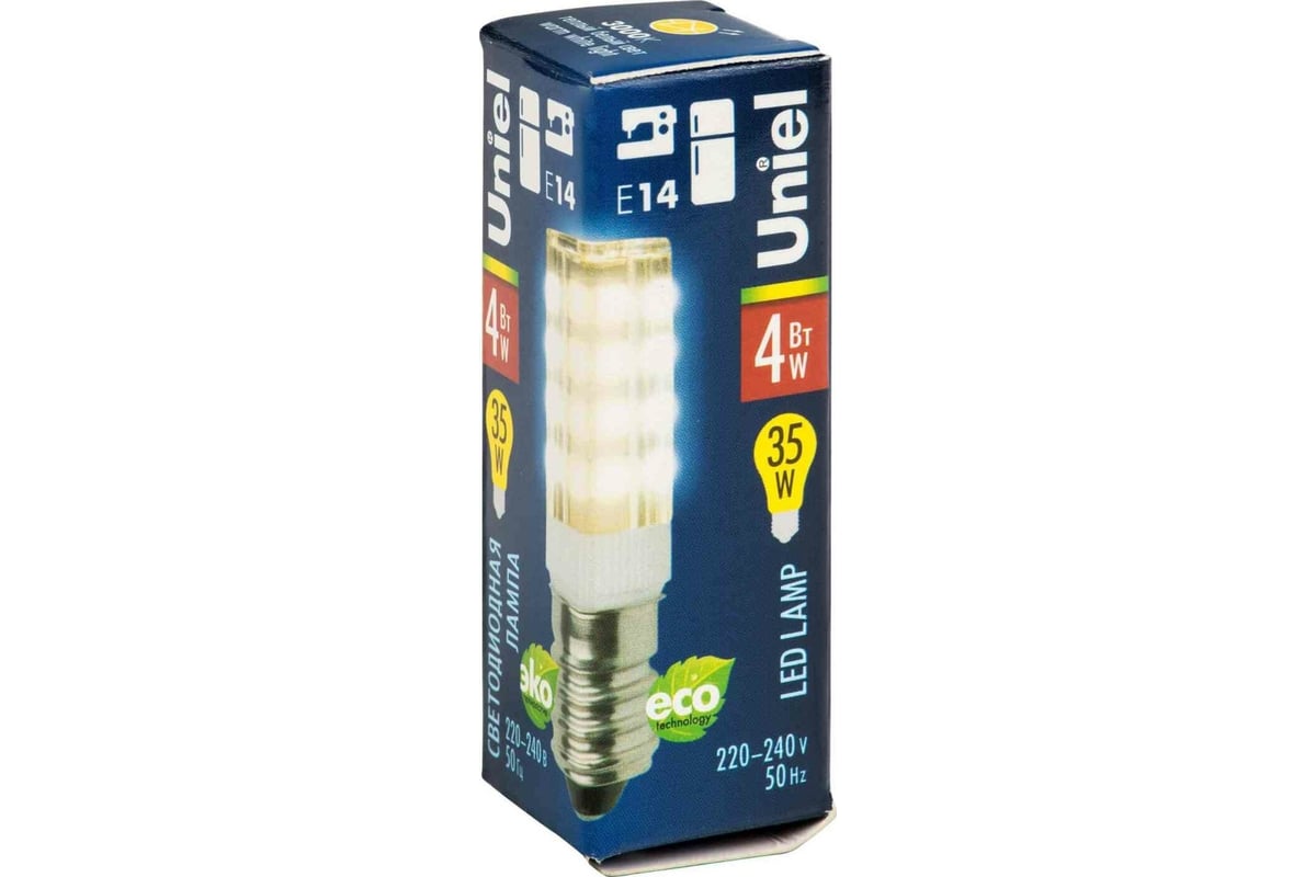 Светодиодная лампа для холодильников и швейных машин Uniel LED-Y16-4W/WW/E14/CL  PLZ04WH UL-00000179 - выгодная цена, отзывы, характеристики, фото - купить  в Москве и РФ