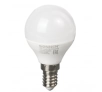 Светодиодная лампа SONNEN 7 Вт, цоколь Е14, шар, теплый белый свет, LED G45-7W-2700-E14, 453705