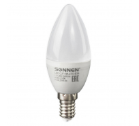 Светодиодная лампа SONNEN 5 Вт, цоколь Е14, свеча, теплый белый свет, LED C37-5W-2700-E14, 453709