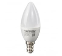 Светодиодная лампа SONNEN 5 Вт, цоколь Е14, свеча, холодный белый свет, LED C37-5W-4000-E14, 453710